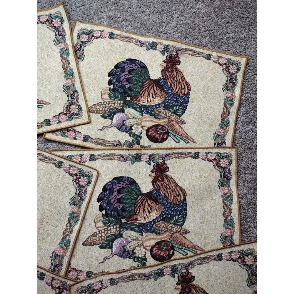 Vintage Country French Chicken Rooster Placemats Set of 6 Farmhouse Approx 12x18